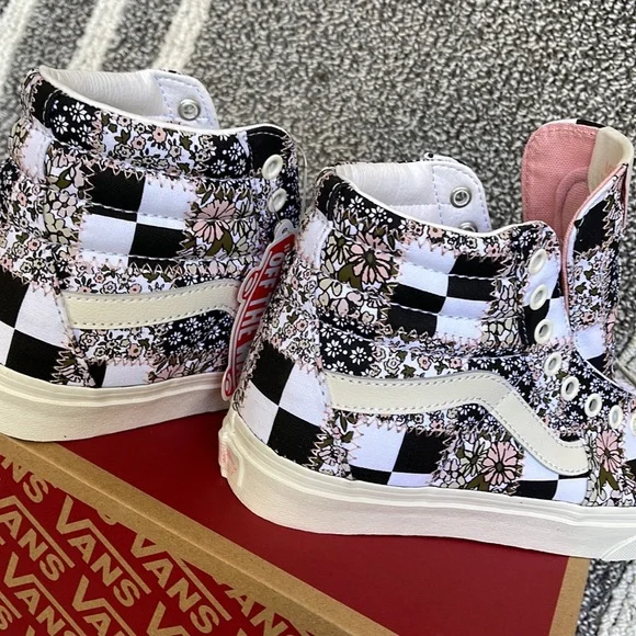 Vans Sk8-Hi Patchwork Floral Multi Marshmallow Pink MENS - Picture 15 of 16